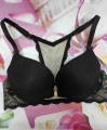 Biustonosz LEMAX Bridget push up czarny z ozdobną koronką na plecach