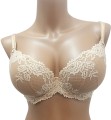 Biustonosz usztywniany LEMAX Princess plunge beżowy koronkowy