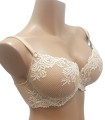 stanik usztywniany LEMAX Princess plunge beżowy koronkowy