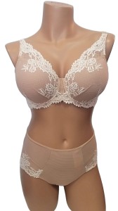 Biustonosz LEMAX Princess spacer oddychający beżowy koronkowy