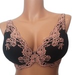 Biustonosz usztywniany z niskim mostkiem i długą koronką LEMAX Princess czarny 