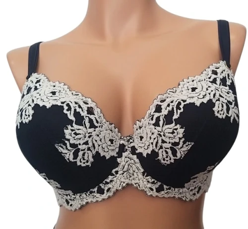 Biustonosz koronkowy usztywniany LEMAX Princess granatowy plunge.webp