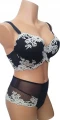 Biustonosz koronkowy LEMAX Princess plunge granatowy oraz majtki do kompletu bokiem.webp