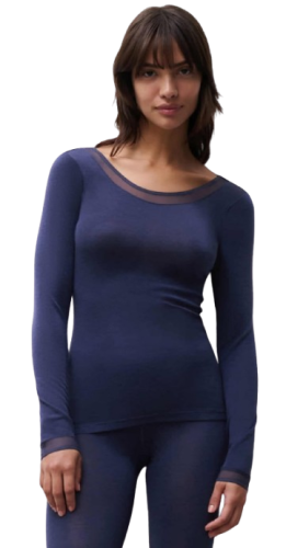 Koszulka z długim rękawem 100% merino damska CHANTELLE Danube Blue.png