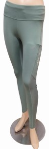 Legginsy damskie Asics zielone getry sportowe z siateczką i sznurkiem