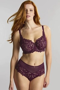 PANACHE biustonosz miękki Allure Full Cup Bra koronka śliwkowy